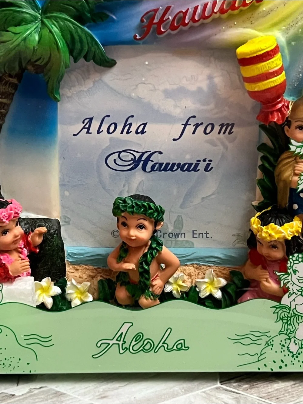 Hawaii Aloha 4x6 Photo Frame Hula Kids Palm Tree Souvenir NIB Asia Crown Ent
